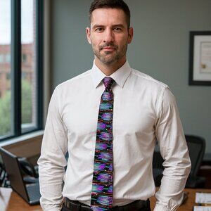 Harley Davidson Men Neck Tie Motorcycles Thunderbird Multicolor Suit Necktie 57"